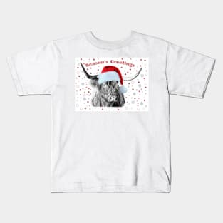 Highland Cow Christmas Greetings Kids T-Shirt